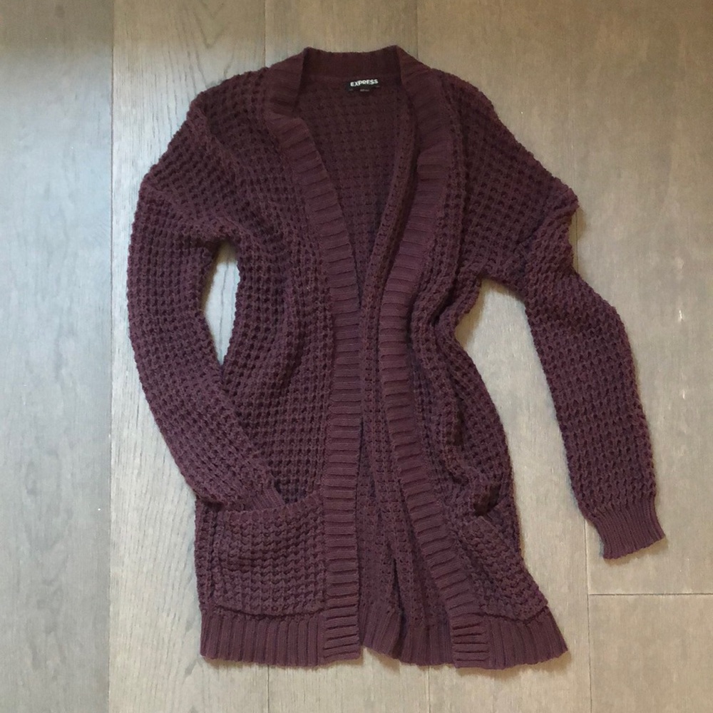 Express burgundy chunky knit cardigan